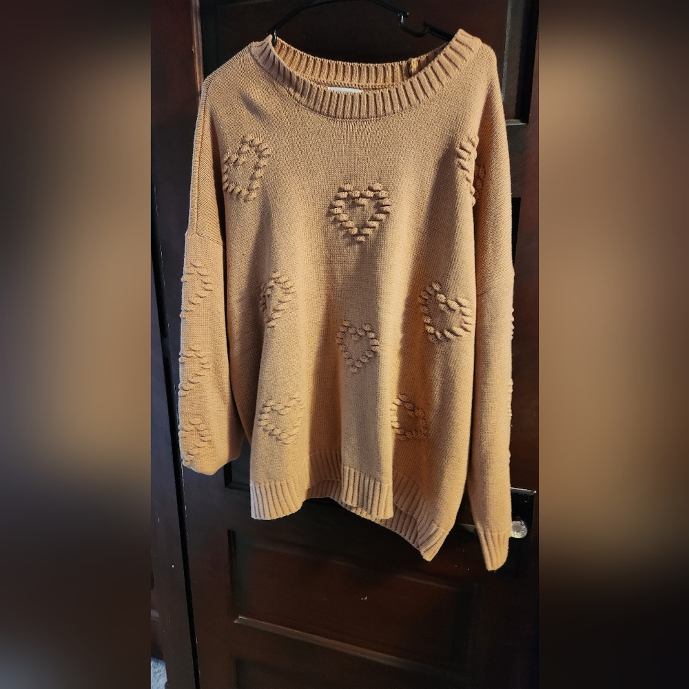 Maurices Heart Patterned Tan Sweater